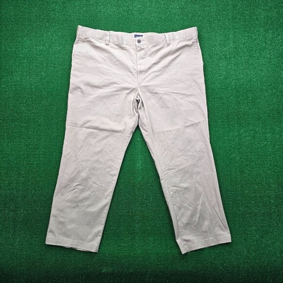 Dockers Pants Mens 46x30 Beige Flat Front Khakis Straight Leg Casual Preppy - Picture 1 of 10